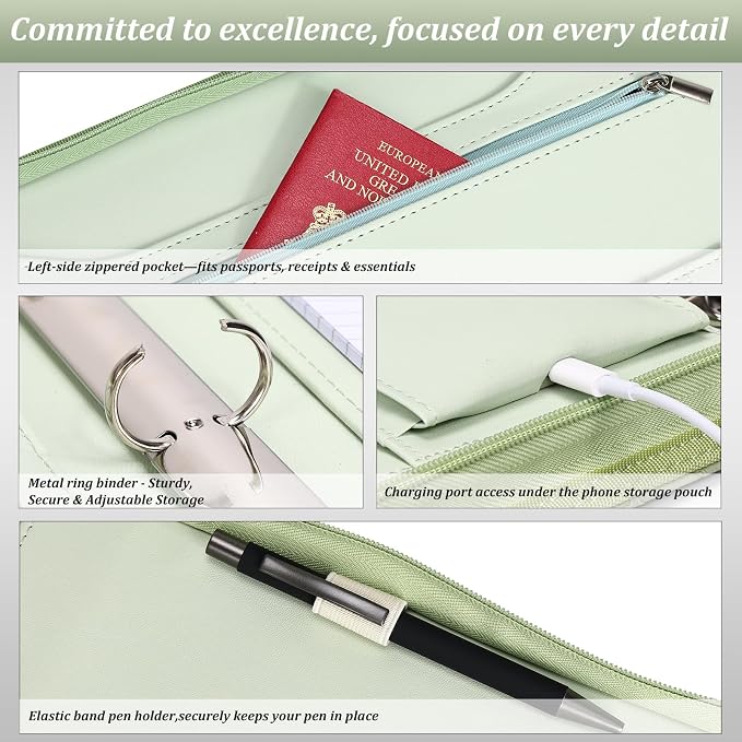 Leathario Portfolio Binder, Includes 10 Sheet Protectors and 3 Notepads - Image 6
