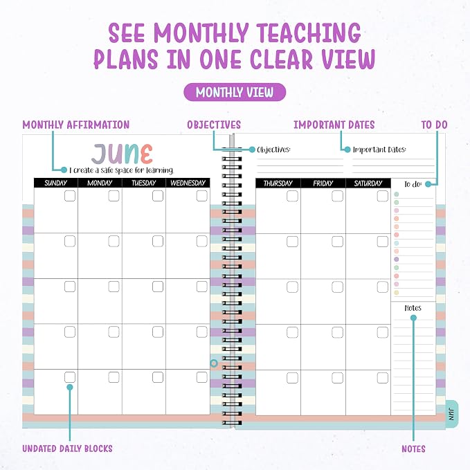 Decorably Undated Teacher Planner 2026-2027, Lesson Plan Book & Calendar | - Image 3