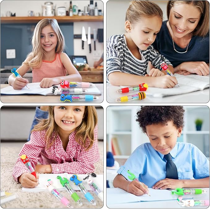 100Pcs Mini Multicolor Pens in One 4-in-1 Cute Pens Bulk for Kids, Ballpoint Pen for Birthdays and Children's Parties, Fun Gifts Assorted Ink Kawaii Pen-DeskLoop Office