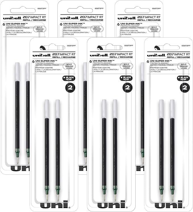 uni-ball Gel uni-ball Impact RT Retractable Pen Refills, Bold Point, 6 Packs - Image 2