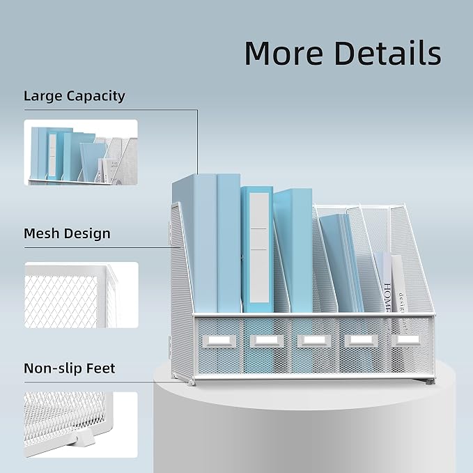 SUPEASY Desk Organizers Metal Desk Magazine File Holder - Image 5