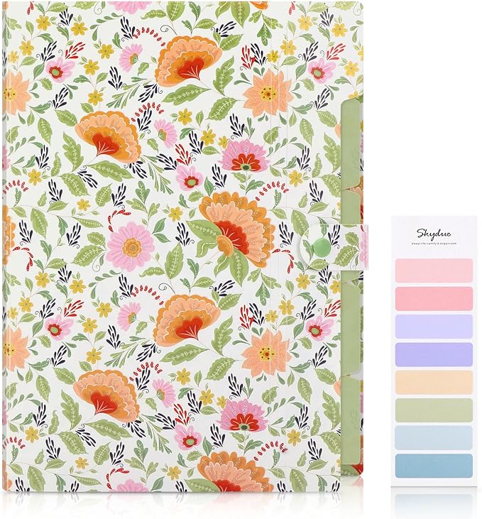 SKYDUE Accordion File Organizer, Floral Expanding File Folders - Image 2