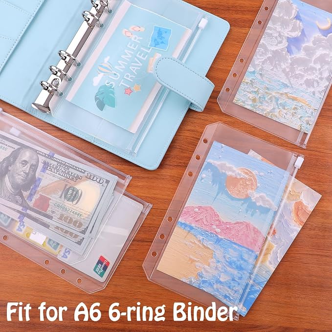 Antner 12pcs A6 Size Binder Pockets 6 Holes Budget Cash Envelopes - Image 3
