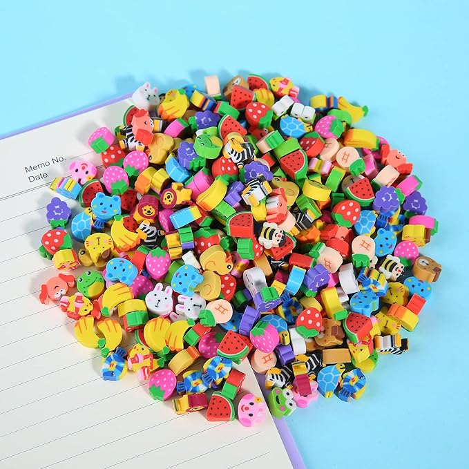 1000 Pieces Mini Erasers for Kids, Bulk Small Animal Fruit Pencil Erasers - Image 3