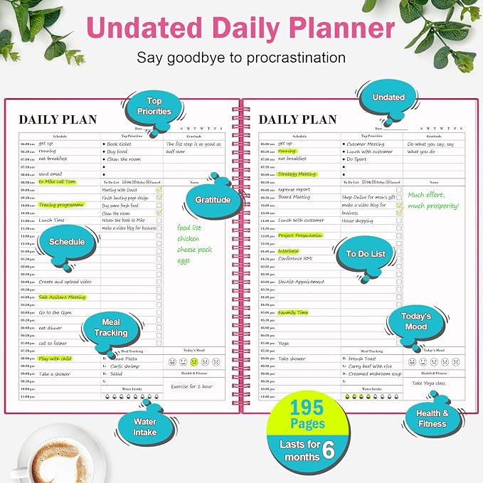 Planner Undated, Asten Daily Planner Agenda - Image 2