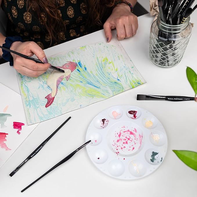 WA Portman Flat Paint Brushes 4pc Set - 100% Vegan, Cruelty-Free Artist Paint Brushes for Acrylic Painting and Watercolor Painting - Professional Art Brush Set with Triangular Comfort Grip-DeskLoop Office