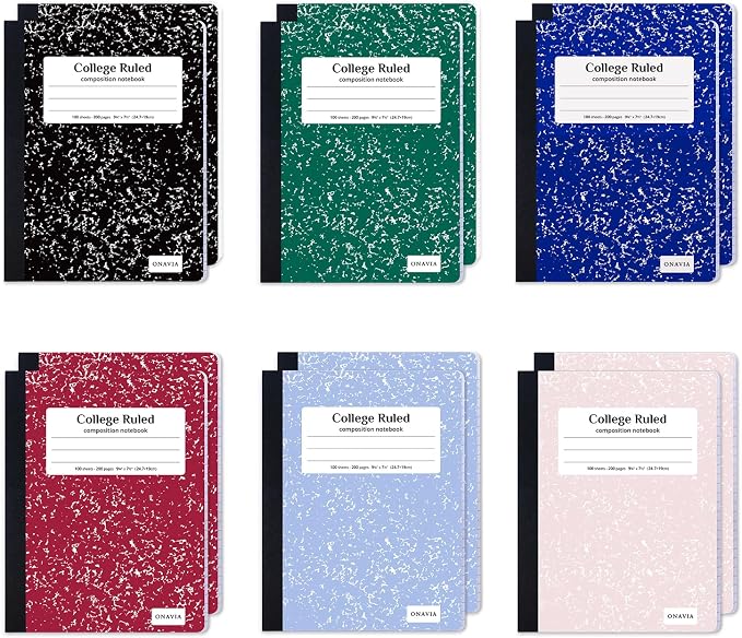 ONAVIA Composition Notebook College Ruled 12 Pack, 200 Pages, 9-3/4 x 7-1/2 by ONAVIA