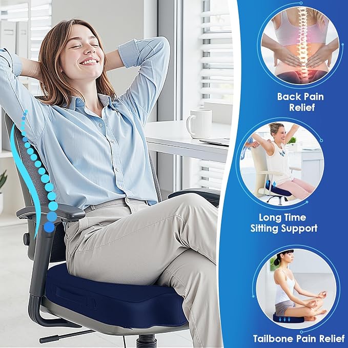 TushGuard Seat Cushion for Office Chair Memory Foam Non-Slip Cushion Back - Image 5