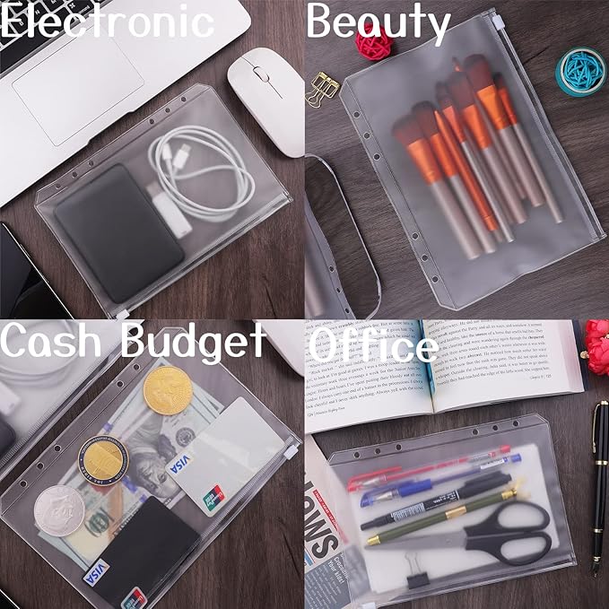 Antner 12PCS A5 Binder Pockets 6 Holes Budget Cash Envelopes - Image 3