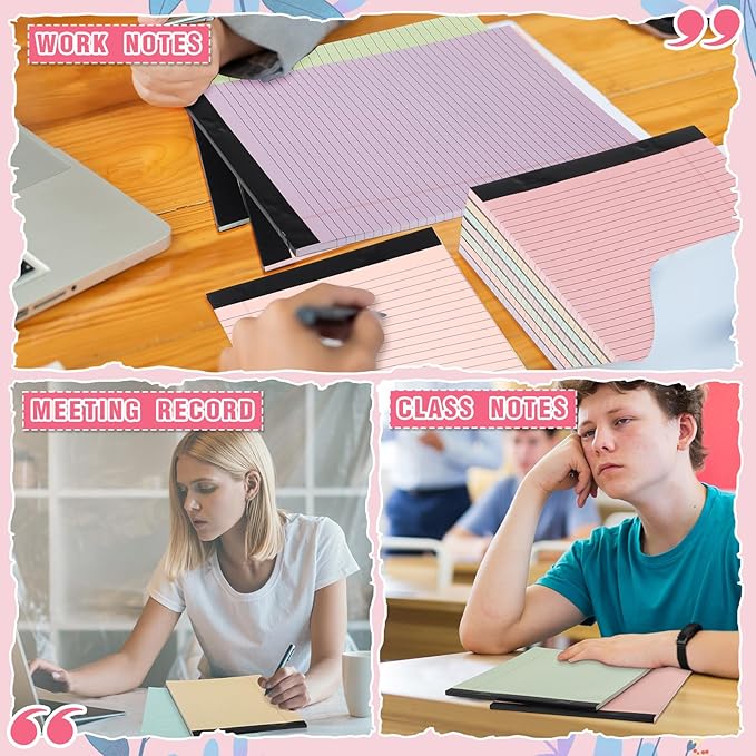 Fuutreo 8 Pcs 8.5'' x 11'' Colored Legal Pad Writing Pads Narrow Ruled 50 Sheets Per Notepad Perforated Writing Notepad Office Supplies for College Office Business (Macaron Color)-DeskLoop Office