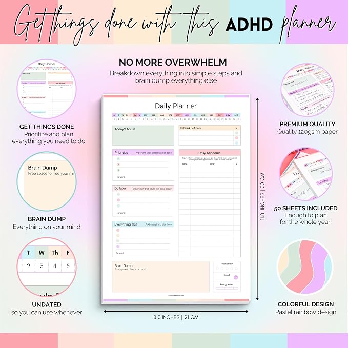 ADHD Daily Planner Notepad for Neurodivergent Adults - Image 2