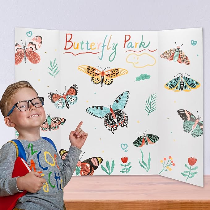 Chell 36" x 48" Large Trifold Poster Board, 2 Pack, White Corrugated Project Boards for Science Fair, School Projects, Event Displays and Business Presentations-DeskLoop Office