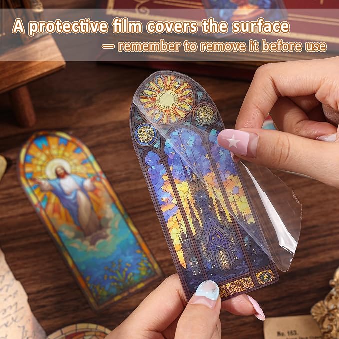12 PCS Stained Glass Theme PET Bookmarks - Image 4