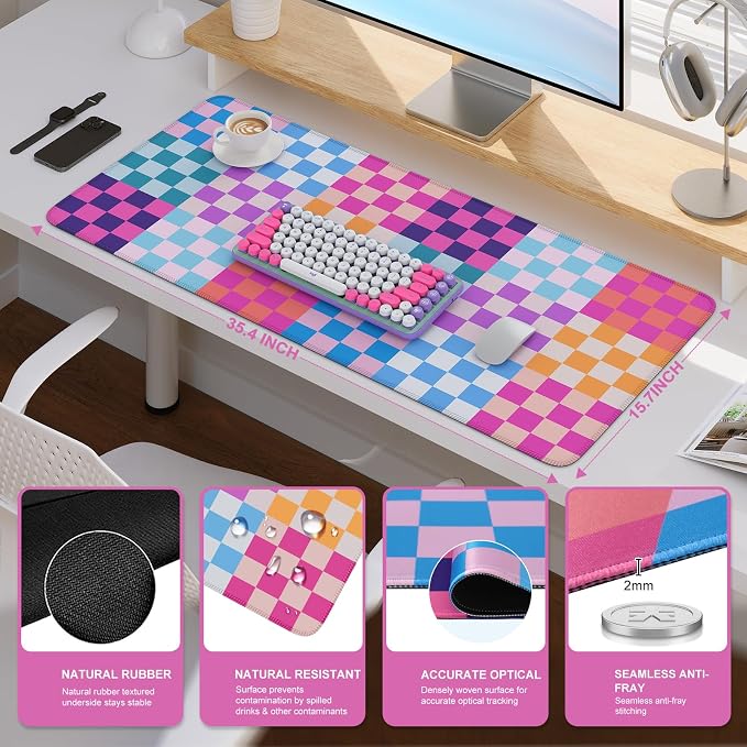 iCasso Desk Matt for Desktop, Cute Desk Pad Mat, XXL Large Mouse Pad, Anti-Slip - Image 2