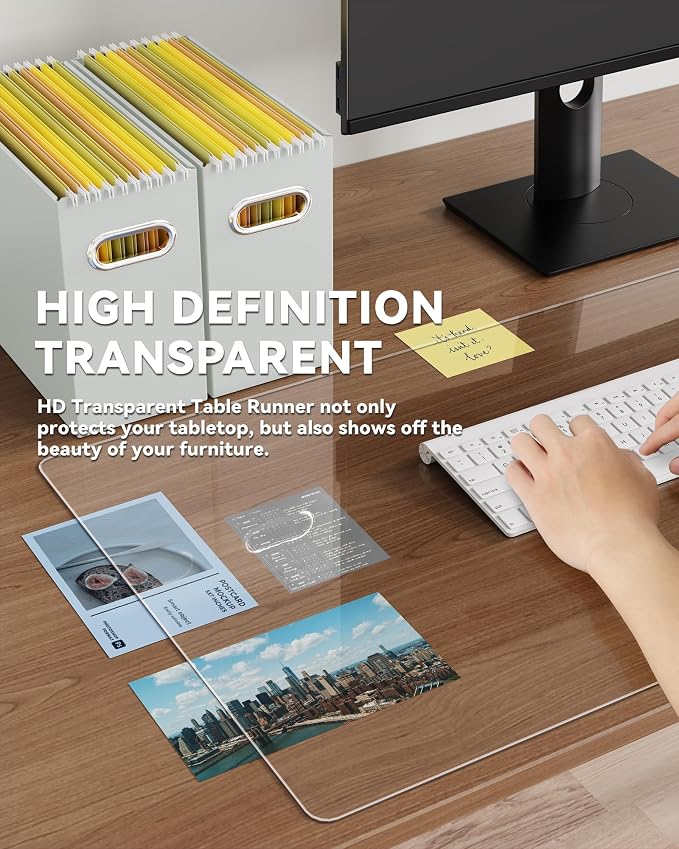 Oterri Clear Writing Desk Pad, 12’’x36” Heat Resistant Waterproof PVC Round - Image 3