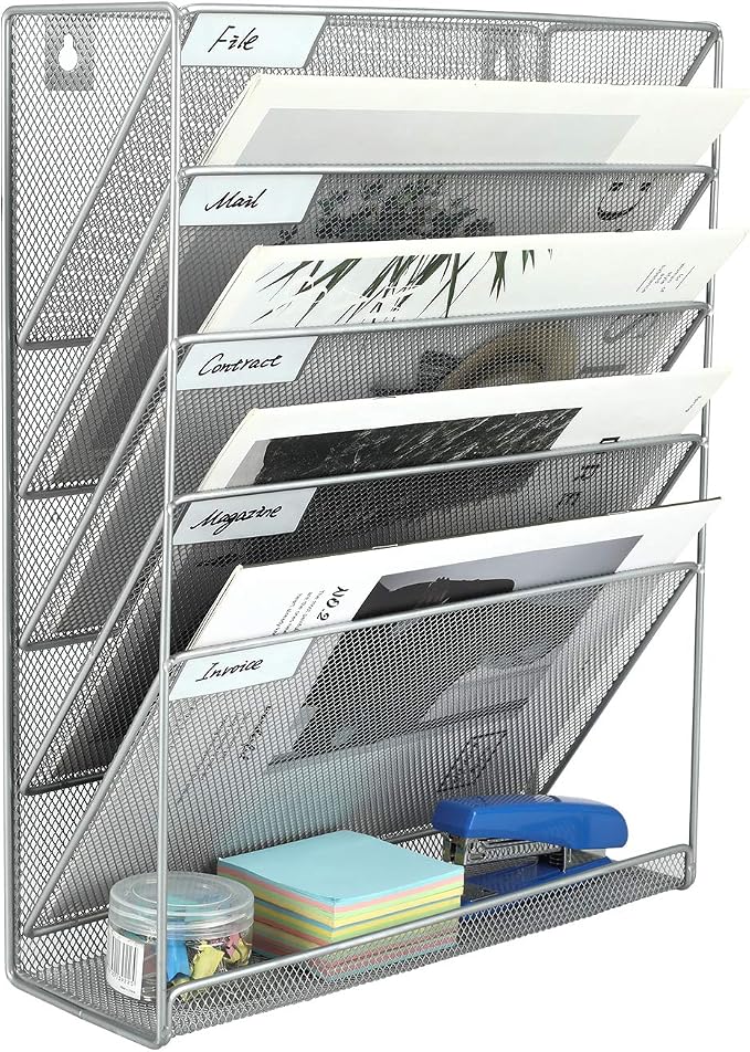 EasyPAG 5 Tier Wall File Holder, Mesh Hanging Folder Organizer by EasyPAG