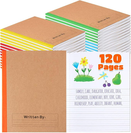 Henoyso 20 Pcs 120 Pages Primary Composition Notebooks K-2, Primary Journal Grades K-2, Writing Journal Practice Notebook for Kids in Preschool, Kindergarten, Back to School Supplies (Rainbow)-DeskLoop Office