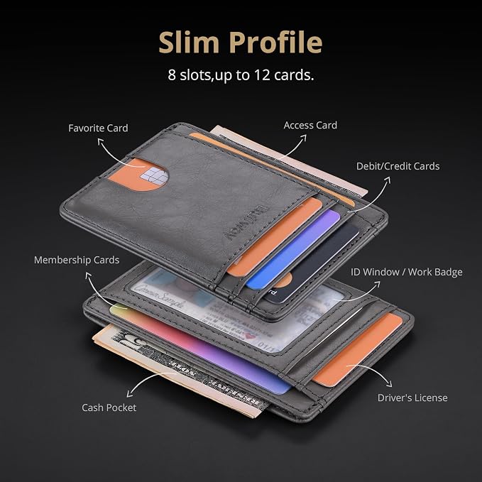 Buffway Slim Minimalist Front Pocket RFID Blocking Leather Wallets - Image 4