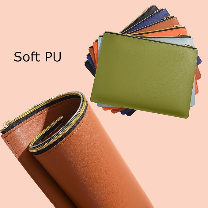 PU Leather A4 File Folder Zipper Document Holder Envelope Folder Case - Image 7