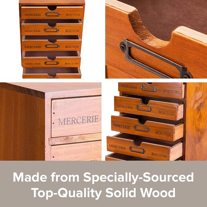 Vintage 5-Drawer Wooden Desk Organizer - Image 8