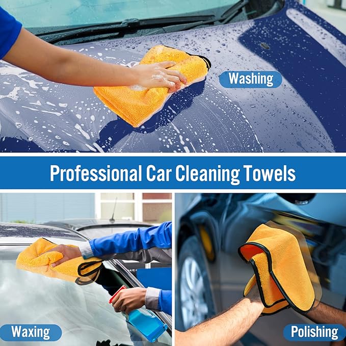 HOMEXCEL Microfiber Towels for Car, Premium Cleaning Cloth Lint Free,Scratch Free, Strong Water Absorption, Car Washing Drying Towel for Household, Auto Detailing, Windows, 16" x 24 ", 3 Pack-DeskLoop Office