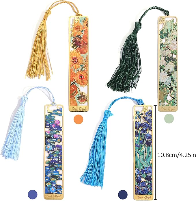 4 Pieces Metal Bookmarks with Tassel - Image 2