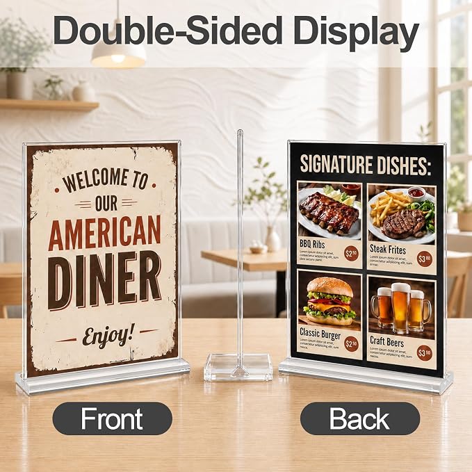 Daofary 4 x 6 Acrylic Sign Holder, 46 Pack Clear Double Sided Table Stand | - Image 3