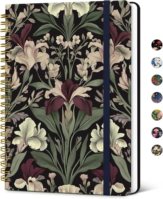 Taja Spiral Journal Notebook for Women, Pretty Hardcover Lined Notebook for by Taja