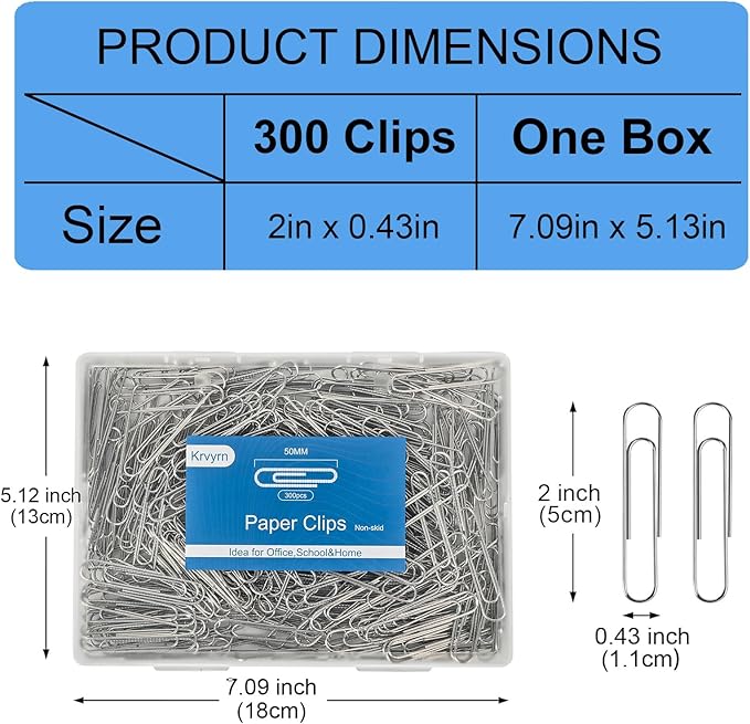 Large Paper Clips Non-Skid, 2 Inch Jumbo PaperClips, 300 Pcs Metal Paper Clips Large,Paperclips Non-Skid Clips for Office&School Supplies.-DeskLoop Office