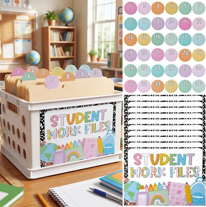 Marspark 10 Set Classroom Organization Folder Labels by Marspark