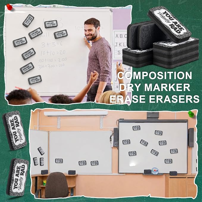 Lincia 8 Pcs Magnetic Dry Erase Erasers Composition Whiteboard Dry Erasers - Image 6