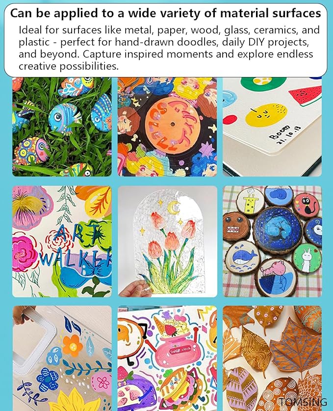 48 Colors Brush Markers Pens,Water-based Ink and Quick-Drying,Painting Supplies Perfect for Plastic Sheets Fabric Bags Ceramics Stone Pottery Wood and Handmade Crafts（48 Colors）-DeskLoop Office