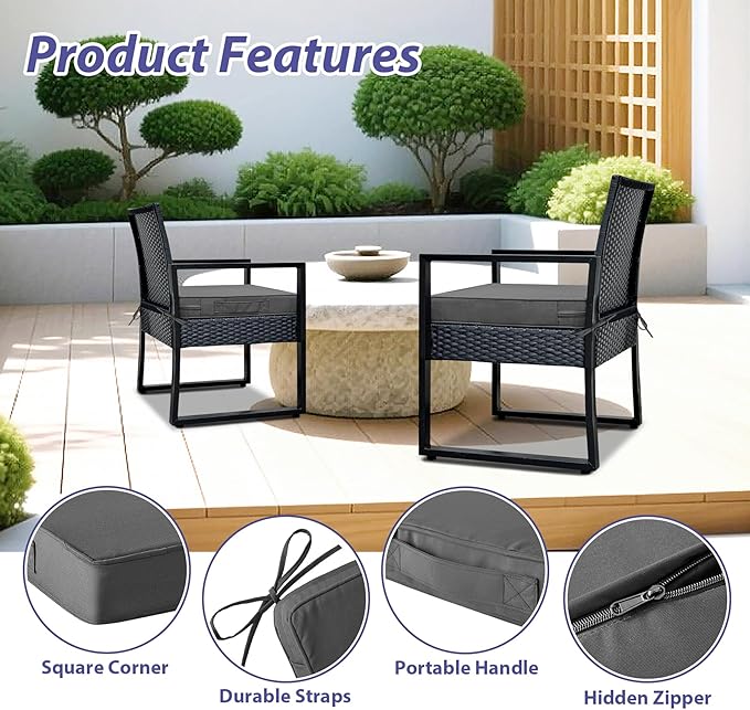 IPYNBAP Outdoor Chair Cushions Set of 4 -Waterproof Outdoor Seat Cushions - Image 5
