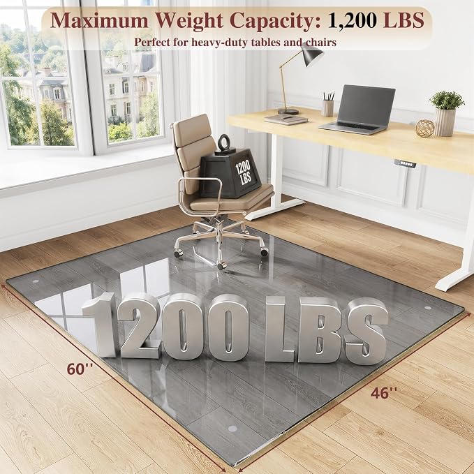 Tempered Glass Office Chair Mat, Scratch Resistant, Rounded Corners & Polished - Image 2