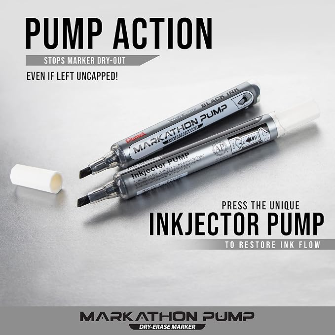 Pentel Markathon Pump Dry Erase Marker, Chisel Tip, 12 Pack - Image 5