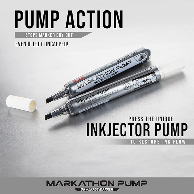 Pentel Markathon Pump Dry Erase Marker, Chisel Tip, 12 Pack - Image 5
