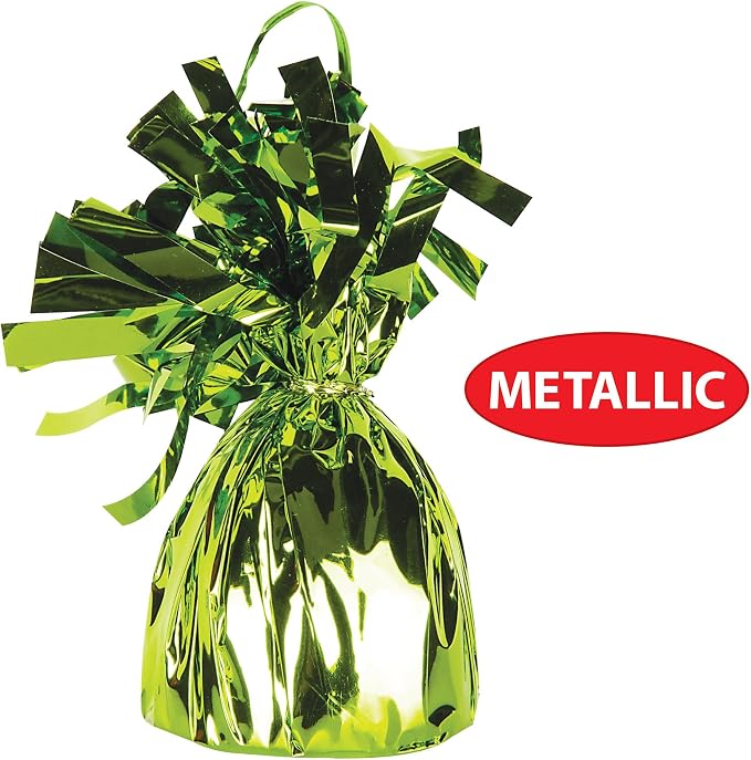 Beistle 50804-LG 12-Piece Light Green Metallic Wrapped Balloon Weights - Image 3