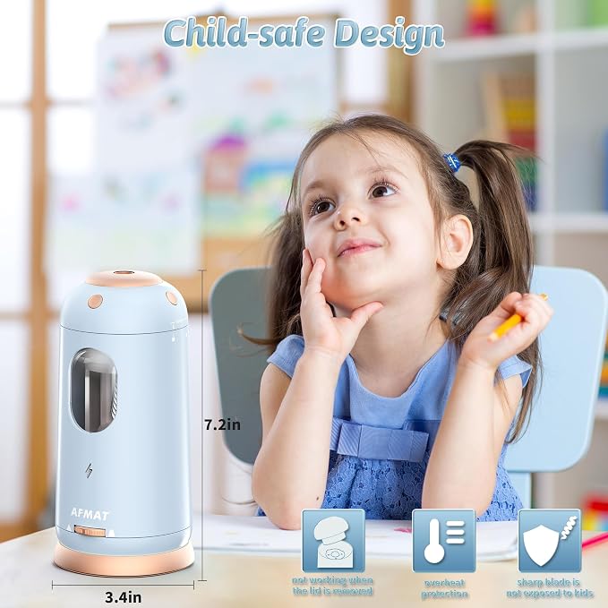 AFMAT Electric Pencil Sharpener, Auto in & Out, Fully Automatic Pencil Sharpener - Image 7