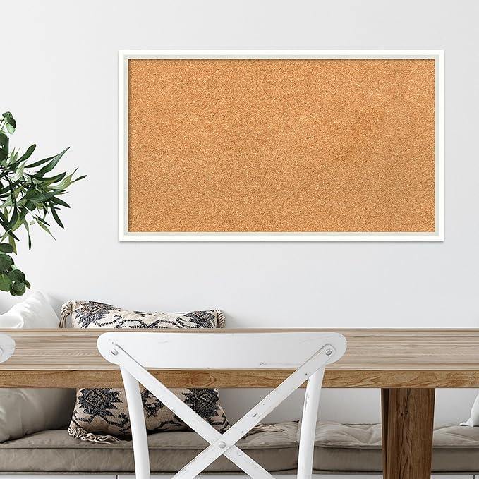 Amanti Art Natural Cork Board for Wall, 17x29 Vision Board with White Frame, Medium Corkboard Office Decor for Home Organization, Modern Corkboard Pinboard to Display Items for Home Organization in-DeskLoop Office