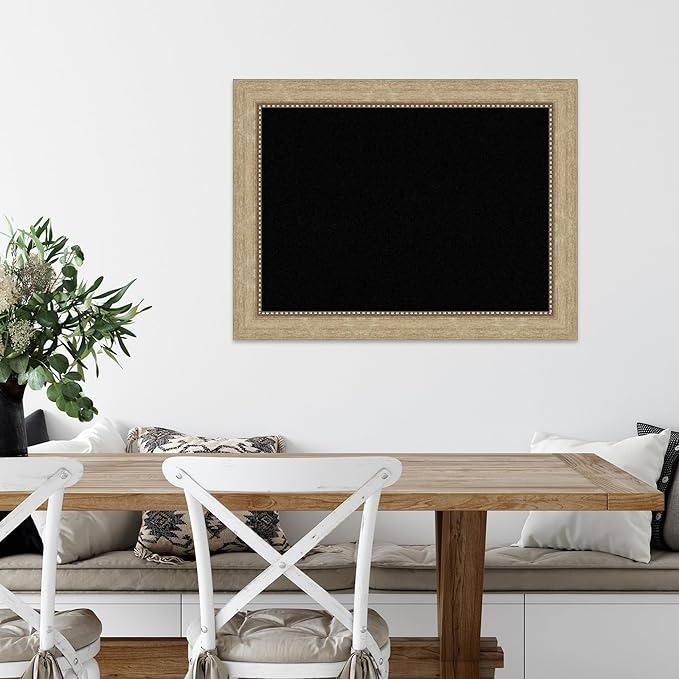 Amanti Art Black Cork Board for Wall, 25x33 Vision Board with Champagne Frame, Medium Corkboard Office Decor for Home Organization, Casual Corkboard Pinboard to display items for home organization-DeskLoop Office