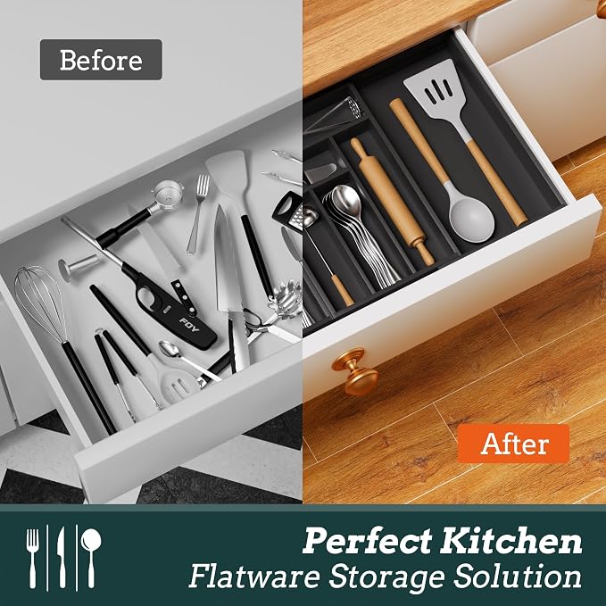 Silverware Organizer Large, Magnetic Connected Expandable 13 Slots Silverware - Image 7