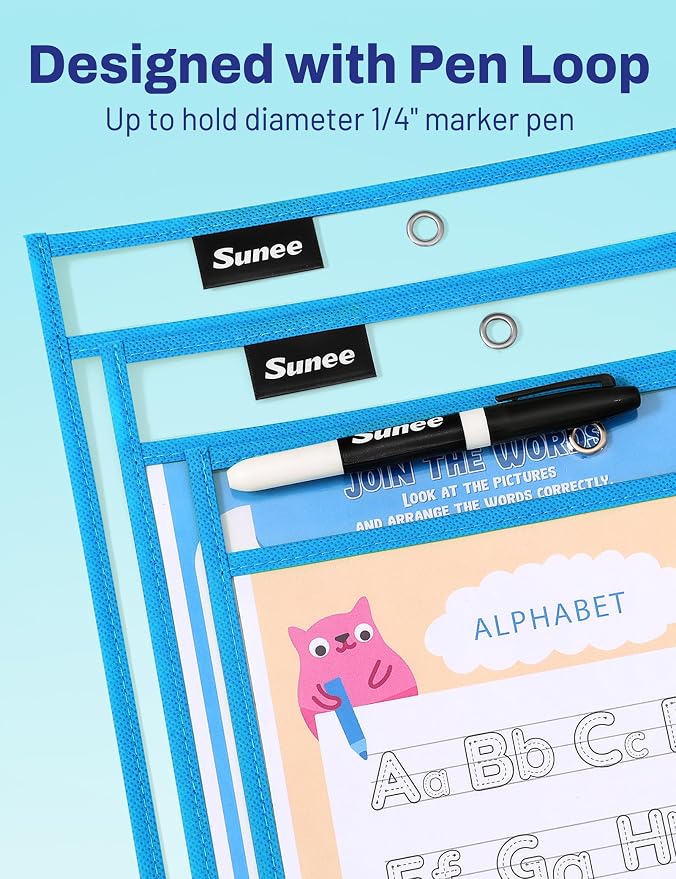 SUNEE 30 Packs Oversized Reusable Dry Erase Pocket Sleeves - Image 4