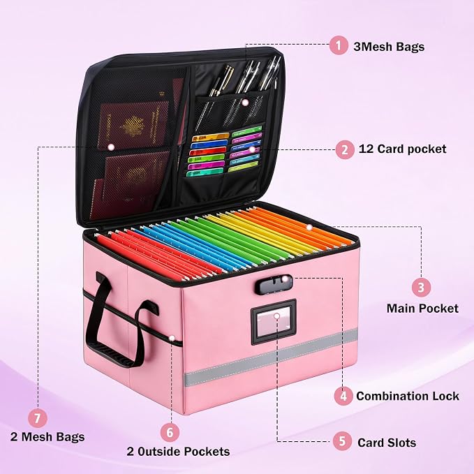 EXLIFBAG File Organizer, Fireproof File Box - Image 2
