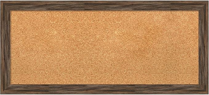 Amanti Art Natural Cork Board for Wall, 15x33 Vision Board with Brown Wood Frame, Medium Corkboard Office Decor for Home Organization, Rustic Farmhouse Corkboard Pinboard to display items for home-DeskLoop Office