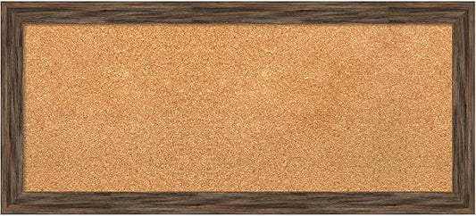 Amanti Art Natural Cork Board for Wall, 15x33 Vision Board with Brown Wood Frame, Medium Corkboard Office Decor for Home Organization, Rustic Farmhouse Corkboard Pinboard to display items for home-DeskLoop Office