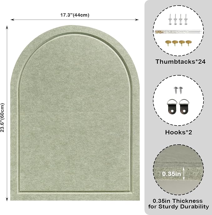 Arched Felt Bulletin Board, Foldable Picture Self-Adhesive Boards - Image 3