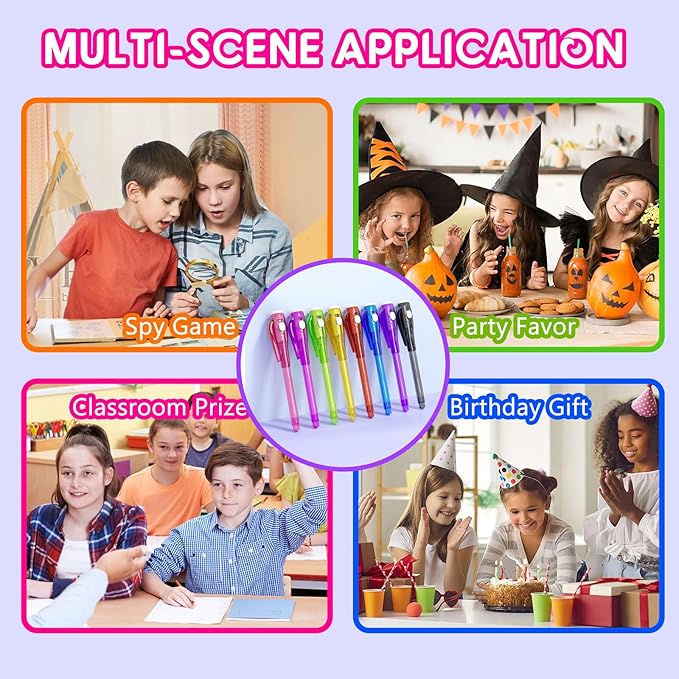Invisible Ink Pen Spy Game for Kids, Party Favors Toys for Girls Boys, Magic Markers for Boys Girls Fun Outdoor Toys, Birthday for 6-13 Year Old Girls Boys (8PCS)-DeskLoop Office