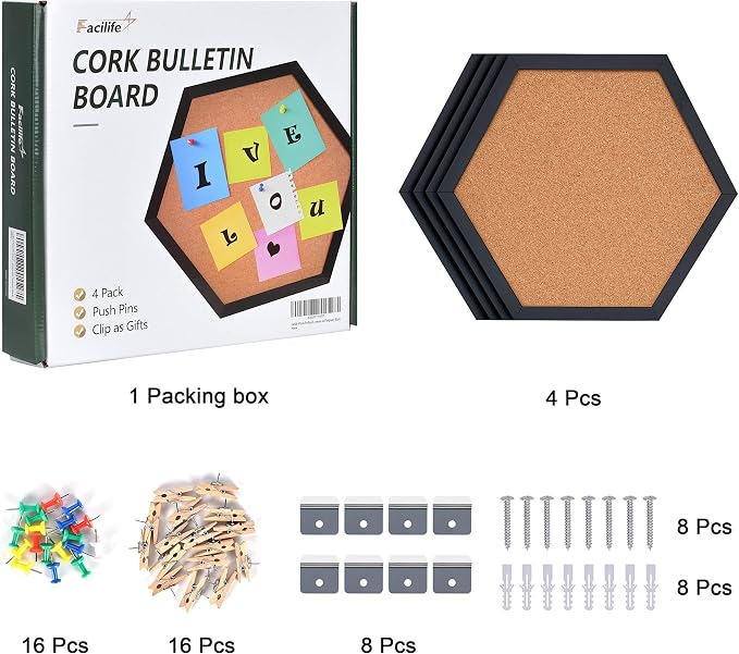 Facilife 4 Packs Cork Board, Corkboards - Image 3