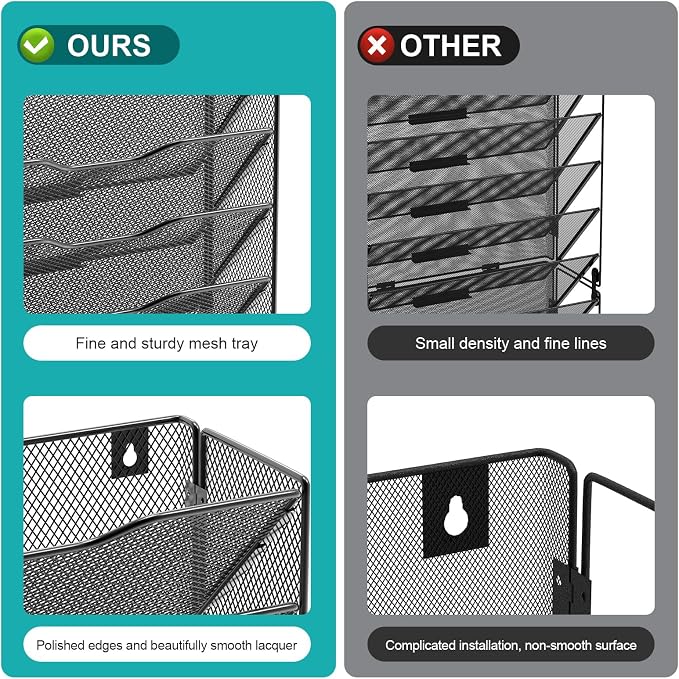 VEESUN 10 Tier Hanging Wall File Organizer, Wall File Holder Organizer Mounted - Image 5