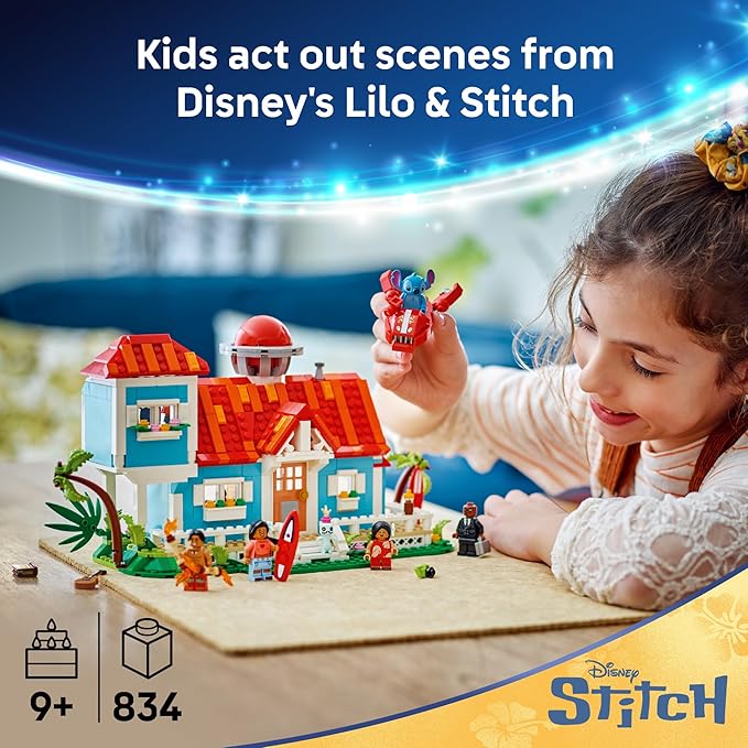 LEGO Disney Lilo and Stitch Beach House Toy - Building Playset for Kids, Girls and Boys, Ages 9+ - Includes 5 Minifigures - Disney Gift Idea for Fans of Lilo & Stitch Movie - 43268